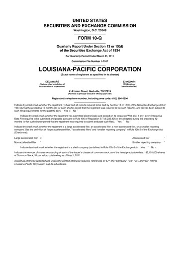 Thumbnail Louisiana-Pacific
 10-Q Quarterly Report FY 
