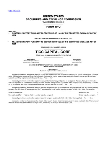 Miniature Oxford Square Capital
 10-Q Rapport trimestriel  