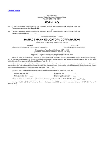 Thumbnail Horace Mann Educators 10-Q Quarterly Report FY 