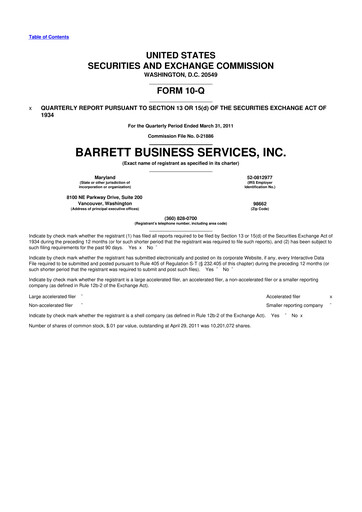 Thumbnail Barrett Business Services 10-Q Quarterly Report FY 