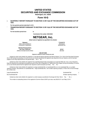Thumbnail NETGEAR 10-Q Quarterly Report FY 