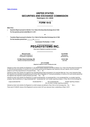 Thumbnail Pegasystems 10-Q Quarterly Report FY 