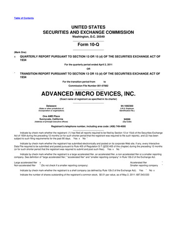 Thumbnail AMD 10-Q Quarterly Report FY2011 