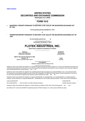 Thumbnail Flotek Industries 10-Q Quarterly Report FY 
