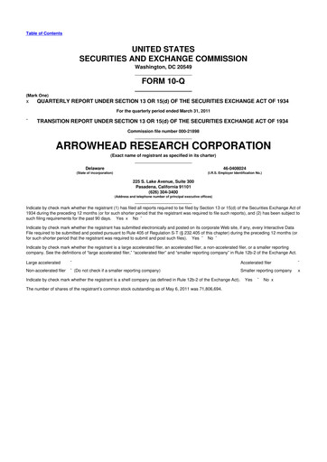Thumbnail Arrowhead Pharmaceuticals
 10-Q Quarterly Report FY 
