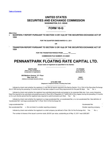 Thumbnail PennantPark Floating Rate Capital Ltd.
 10-Q Quarterly Report FY 