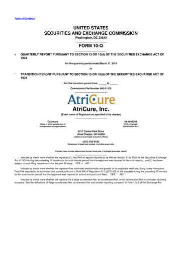 Miniature AtriCure 10-Q Rapport trimestriel  