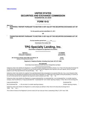 Thumbnail Sixth Street Specialty Lending 10-Q Quarterly Report FY 