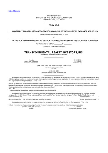 Thumbnail Transcontinental Realty Investors 10-Q Quarterly Report FY 