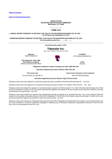 Thumbnail Tidewater 10-K Annual Report 2011