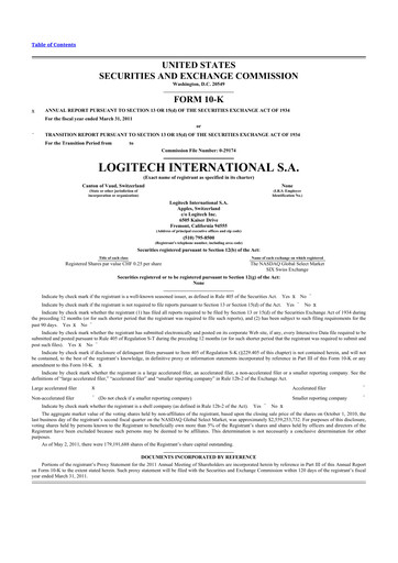 Thumbnail Logitech 10-K Annual Report 2011