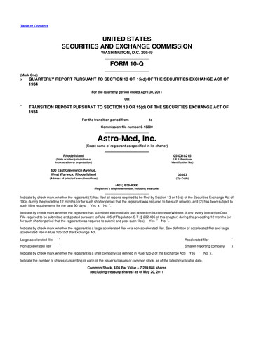 Thumbnail AstroNova, Inc. 10-Q Quarterly Report FY2012 