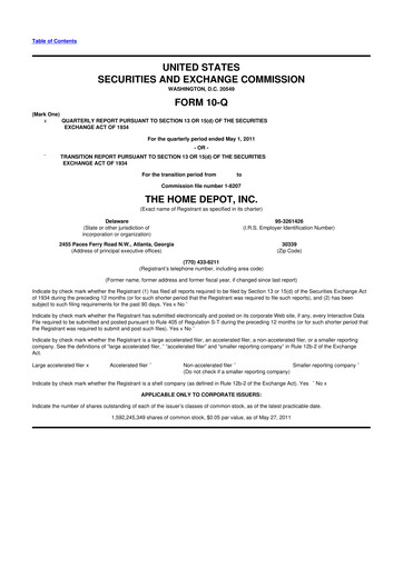 Thumbnail Home Depot 10-Q Quarterly Report FY2011 