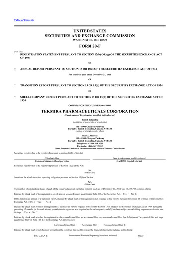 Miniature Arbutus Biopharma
 20-F Rapport annuel 