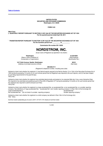 Thumbnail Nordstrom 10-Q Quarterly Report FY2011 
