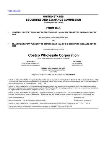 Thumbnail Costco 10-Q Quarterly Report FY2011 