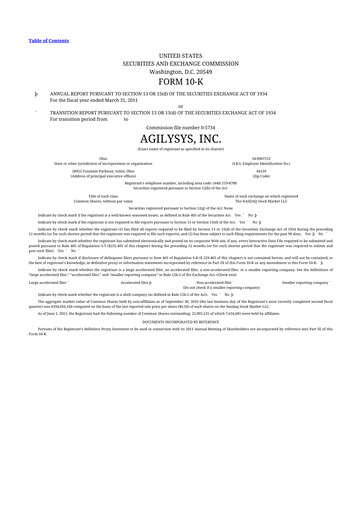 Thumbnail Agilysys 10-K Annual Report 