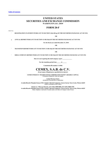 Vorschaubild Cemex 20-F Jahresbericht 