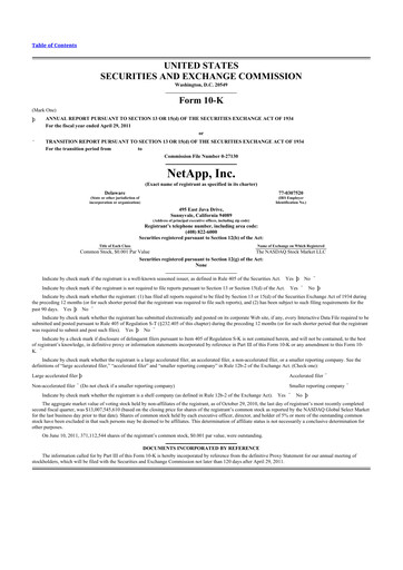 Thumbnail NetApp
 10-K Annual Report 2011