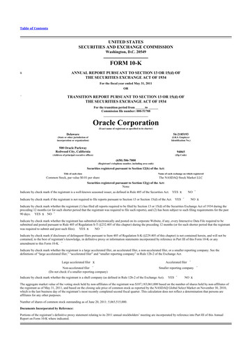 Thumbnail Oracle 10-K Annual Report 2011