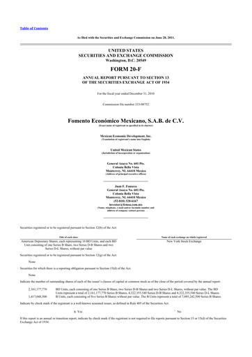 Thumbnail Fomento Económico Mexicano (FEMSA) 20-F Annual Report 