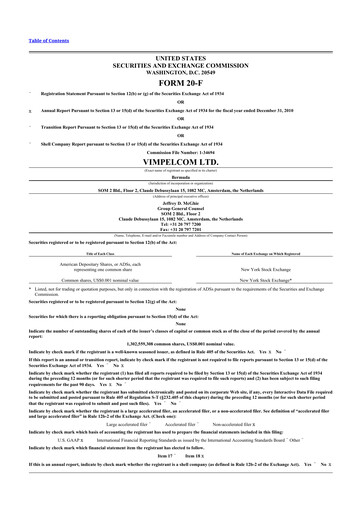 Thumbnail VEON 20-F Annual Report 