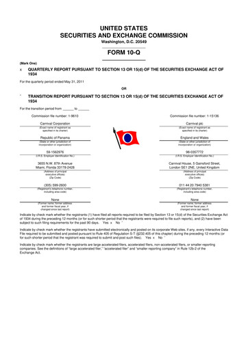 Thumbnail Carnival Corporation 10-Q Quarterly Report FY 