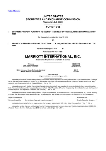 Thumbnail Marriott International 10-Q Quarterly Report FY2011 