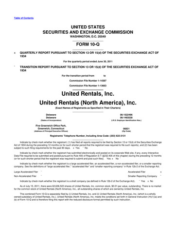 Thumbnail United Rentals
 10-Q Quarterly Report FY2011 