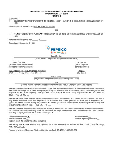 Thumbnail Pepsico 10-Q Quarterly Report FY2011 