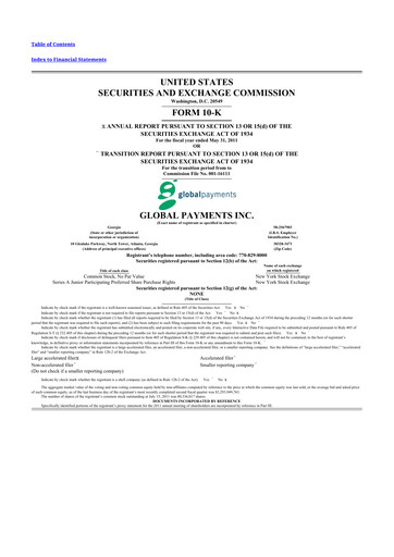 Thumbnail Global Payments 10-K Annual Report 2011