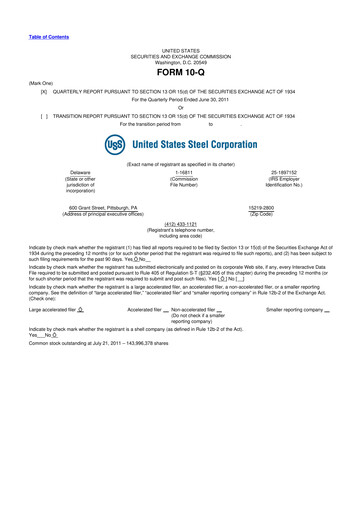 Thumbnail U.S. Steel
 10-Q Quarterly Report FY2011 