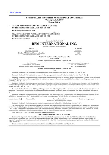 Thumbnail RPM International
 10-K Annual Report 2011