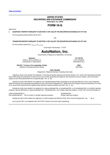 Thumbnail AutoNation 10-Q Quarterly Report FY 