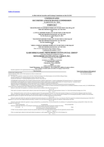 Thumbnail Mitsubishi UFJ Financial 20-F Annual Report 2011