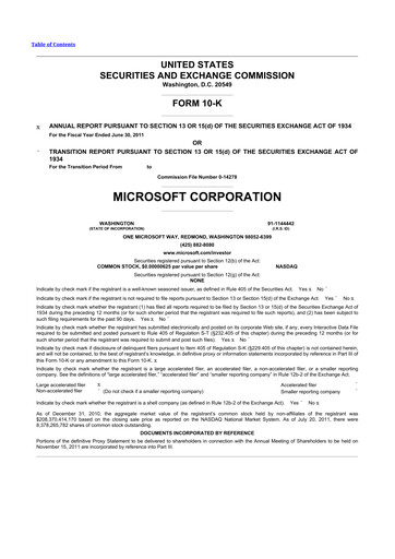 Thumbnail Microsoft 10-K Annual Report 2011