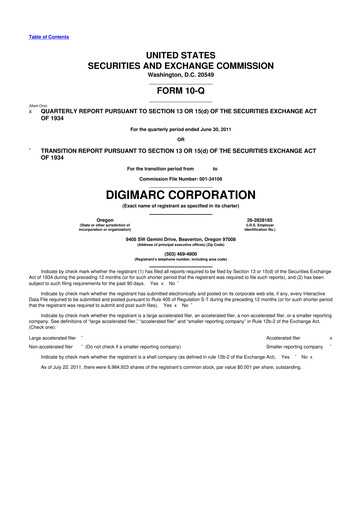 Thumbnail Digimarc
 10-Q Quarterly Report FY2011 