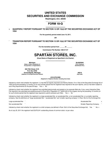 Miniature SpartanNash
 10-Q Rapport trimestriel 2011 