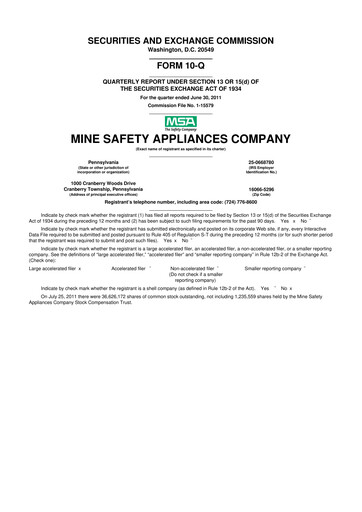Thumbnail MSA Safety 10-Q Quarterly Report FY2011 