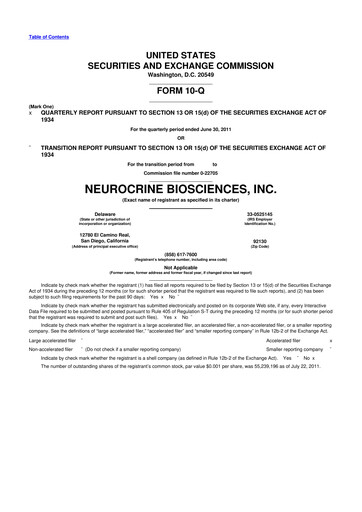 Thumbnail Neurocrine Biosciences
 10-Q Quarterly Report FY2011 