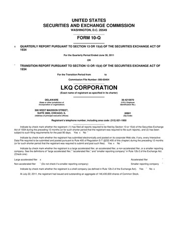 Thumbnail LKQ Corporation 10-Q Quarterly Report FY2011 