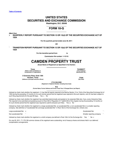 Thumbnail Camden Property Trust
 10-Q Quarterly Report FY2011 