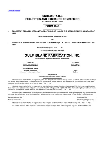 Thumbnail Gulf Island Fabrication
 10-Q Quarterly Report FY2011 