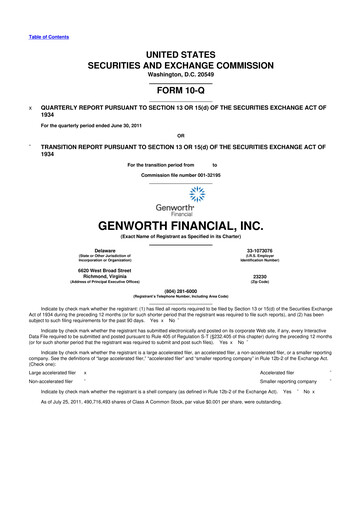 Thumbnail Genworth Financial
 10-Q Quarterly Report FY2011 