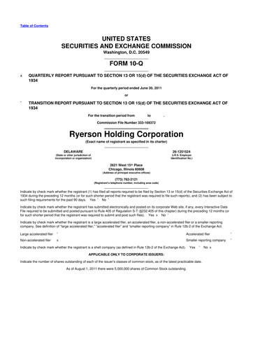 Thumbnail Ryerson 10-Q Quarterly Report FY2011 
