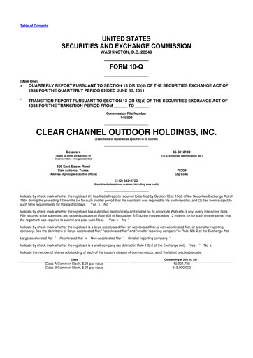 Thumbnail Clear Channel Outdoor
 10-Q Quarterly Report FY2011 