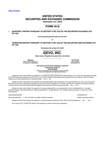 Vorschaubild Gevo 10-Q Quartalsbericht 2011 