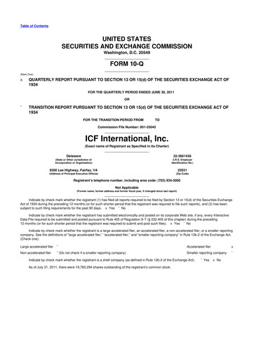 Thumbnail ICF International 10-Q Quarterly Report FY2011 