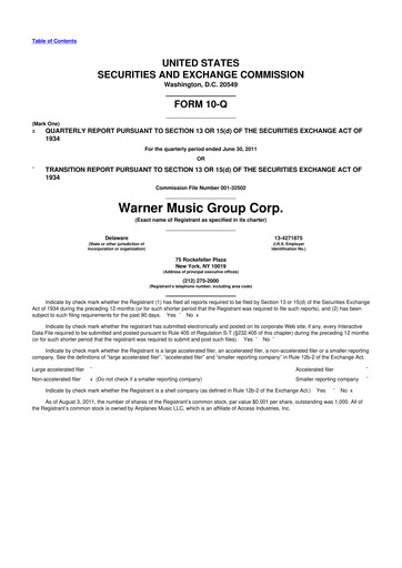 Thumbnail Warner Music Group
 10-Q Quarterly Report FY2011 