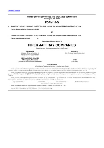 Thumbnail Piper Sandler
 10-Q Quarterly Report FY2011 